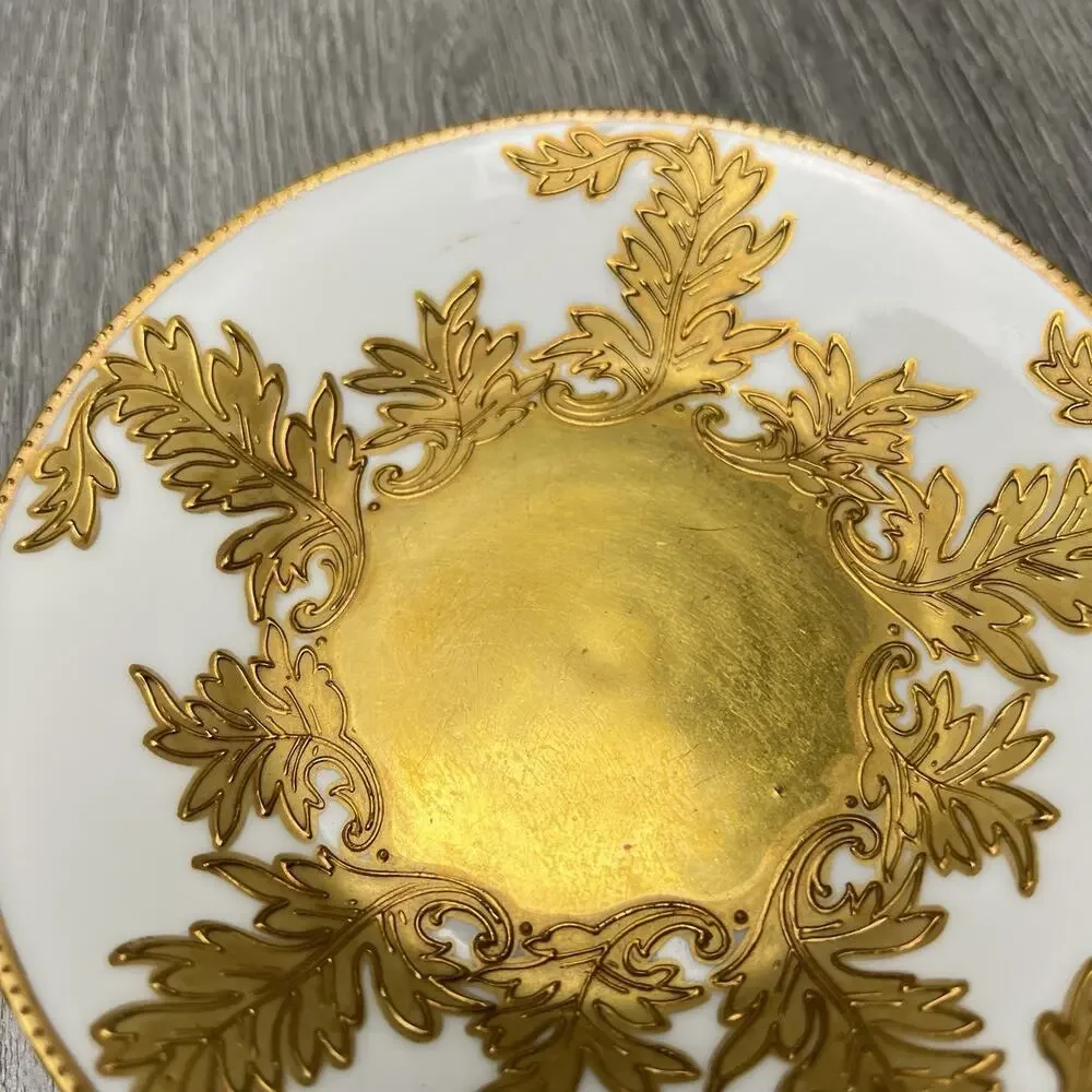 Limoges France Raphael Weill & Co San Francisco Gold Leaves Teacup & Saucer READ